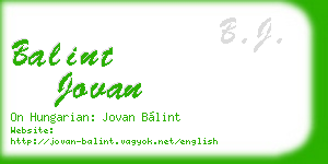 balint jovan business card